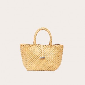 Beige Little Liffner Mini Leather Basket Women's Tote Bag | IZCAVD-726