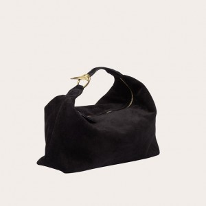 Black Little Liffner Pillow Suede Women's Shoulder Bag | PZLXWI-296