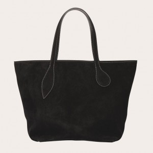 Black Little Liffner Sprout Suede Women's Tote Bag | RULWJV-713