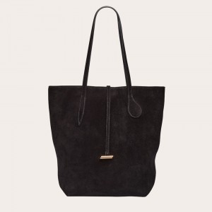 Black Little Liffner Tall Sprout Suede Women's Tote Bag | FDKYTG-318