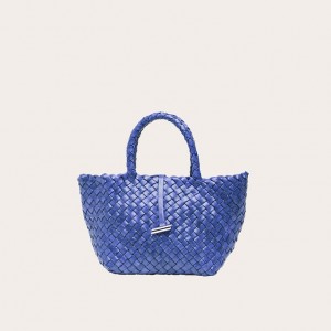 Blue Little Liffner Mini Leather Basket Women's Tote Bag | QKMATR-034