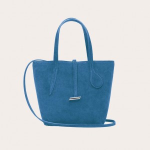 Blue Little Liffner Sprout Mini Suede Women's Tote Bag | HYZQPC-064