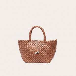 Brown Little Liffner Mini Leather Basket Women's Tote Bag | VQPEIT-025