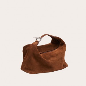 Brown Little Liffner Pillow Suede Women's Shoulder Bag | FVAEOY-462