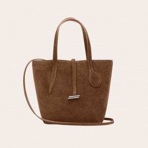 Brown Little Liffner Sprout Mini Suede Women's Tote Bag | FPSRGU-185