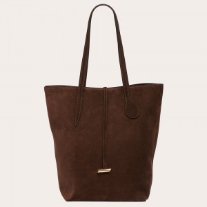 Dark Brown Little Liffner Tall Sprout Suede Women's Tote Bag | LBYAHJ-910