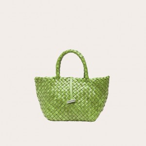 Green Little Liffner Mini Leather Basket Women's Tote Bag | AXUSKT-352