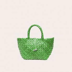 Green Little Liffner Mini Leather Basket Women's Tote Bag | XTKGYP-421