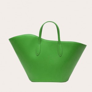 Green Little Liffner Open Tulip Medium Women's Tote Bag | QEMDRV-086