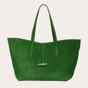 Green Little Liffner Penne Suede Women's Tote Bag | LBVRIZ-560