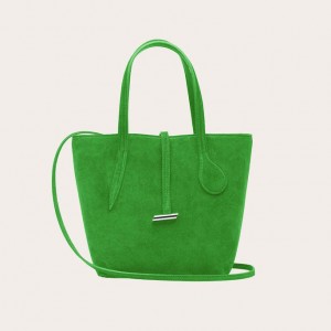 Green Little Liffner Sprout Mini Suede Women's Tote Bag | HCNTWX-240