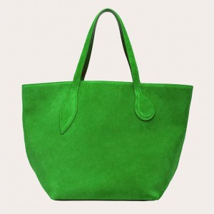 Green Little Liffner Sprout Suede Women's Tote Bag | RQNFKC-302