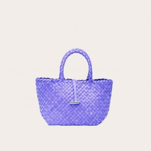 Lavender Little Liffner Mini Leather Basket Women's Tote Bag | RYPCTW-253