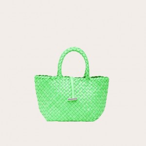 Light Green Little Liffner Mini Leather Basket Women's Tote Bag | UERNCJ-316