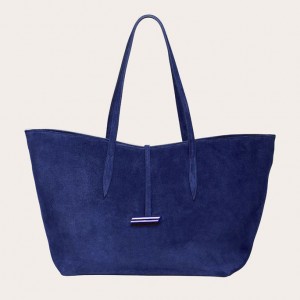 Navy Little Liffner Penne Suede Women's Tote Bag | FKXCQU-921