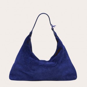 Navy Little Liffner Pillow Suede Women's Shoulder Bag | QILBDC-192