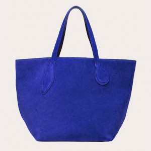 Navy Little Liffner Sprout Suede Women's Tote Bag | MDEKYH-571