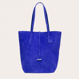 Navy Little Liffner Tall Sprout Suede Women's Tote Bag | WLUOFN-752