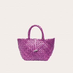 Pink Little Liffner Mini Leather Basket Women's Tote Bag | PXSKOZ-574