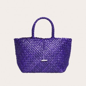 Purple Little Liffner Midi Leather Basket Women's Tote Bag | EXDBFJ-145