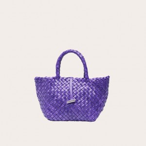 Purple Little Liffner Mini Leather Basket Women's Tote Bag | CRHSAQ-678