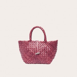 Red Little Liffner Mini Leather Basket Women's Tote Bag | MCEQHJ-046