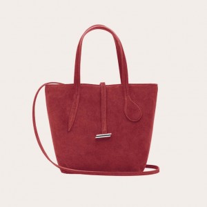 Red Little Liffner Sprout Mini Suede Women's Tote Bag | CBUSJY-369