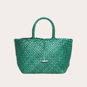 Turquoise Little Liffner Midi Leather Basket Women's Tote Bag | RHWBDS-285