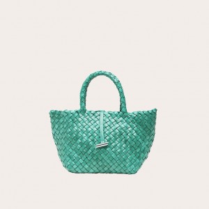 Turquoise Little Liffner Mini Leather Basket Women's Tote Bag | PQDWMZ-097