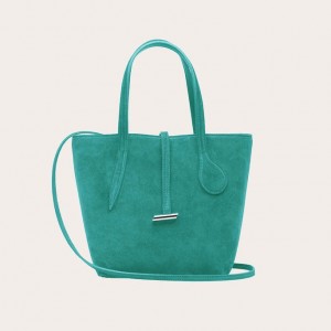 Turquoise Little Liffner Sprout Mini Suede Women's Tote Bag | PYBGSC-063