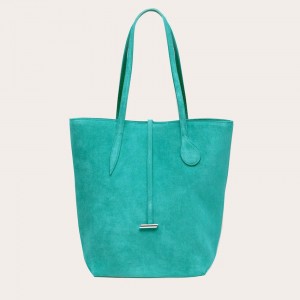 Turquoise Little Liffner Tall Sprout Suede Women's Tote Bag | BJITHZ-603