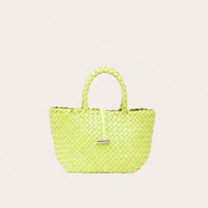 Yellow Little Liffner Mini Leather Basket Women's Tote Bag | HLDJGW-826