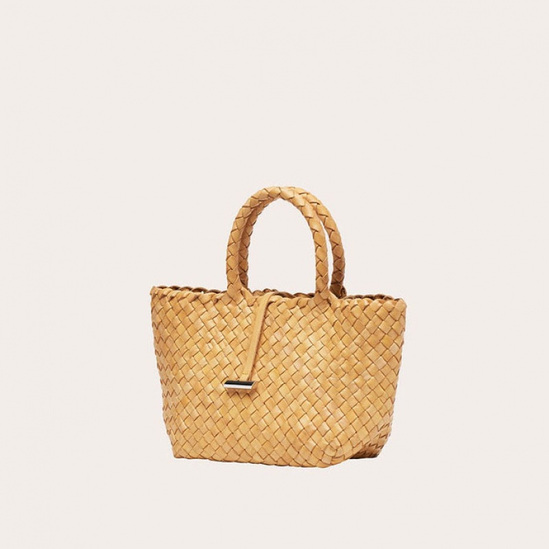 Beige Little Liffner Mini Leather Basket Women's Tote Bag | IZCAVD-726