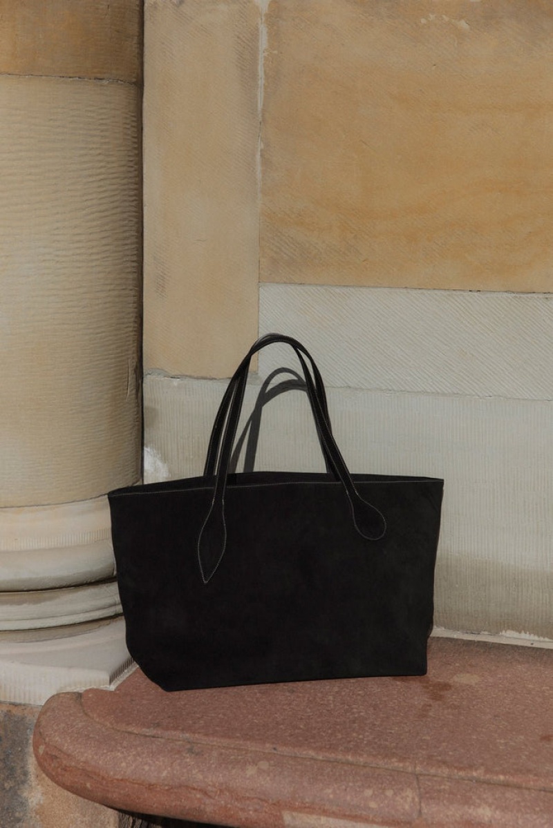 Black Little Liffner Mega Sprout Suede Women's Tote Bag | RXWYOC-217