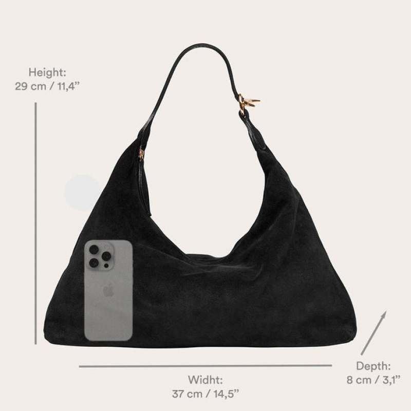 Black Little Liffner Pillow Suede Women's Shoulder Bag | VSZWGR-214