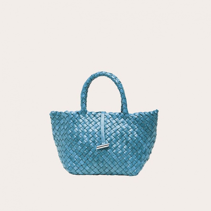 Blue Little Liffner Mini Leather Basket Women\'s Tote Bag | TPOZED-593