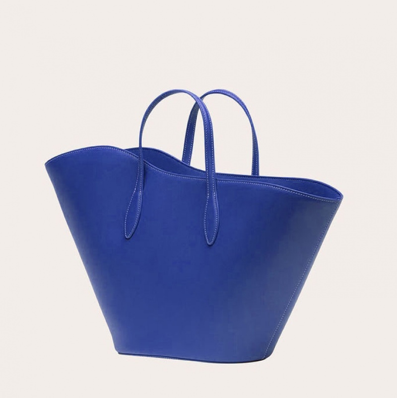 Blue Little Liffner Open Tulip Medium Women's Tote Bag | FAQOPV-386