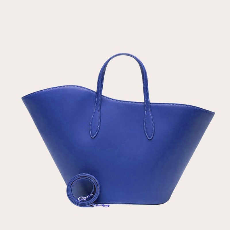 Blue Little Liffner Open Tulip Medium Women's Tote Bag | FAQOPV-386