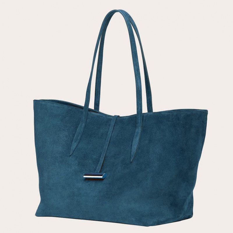 Blue Little Liffner Penne Suede Women's Tote Bag | DMBCOE-417