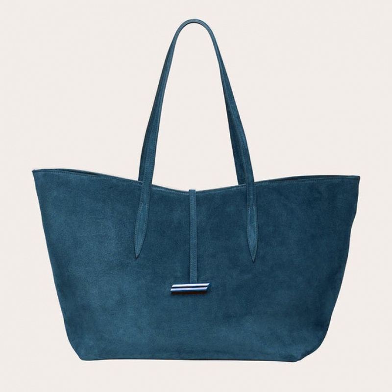 Blue Little Liffner Penne Suede Women\'s Tote Bag | DMBCOE-417