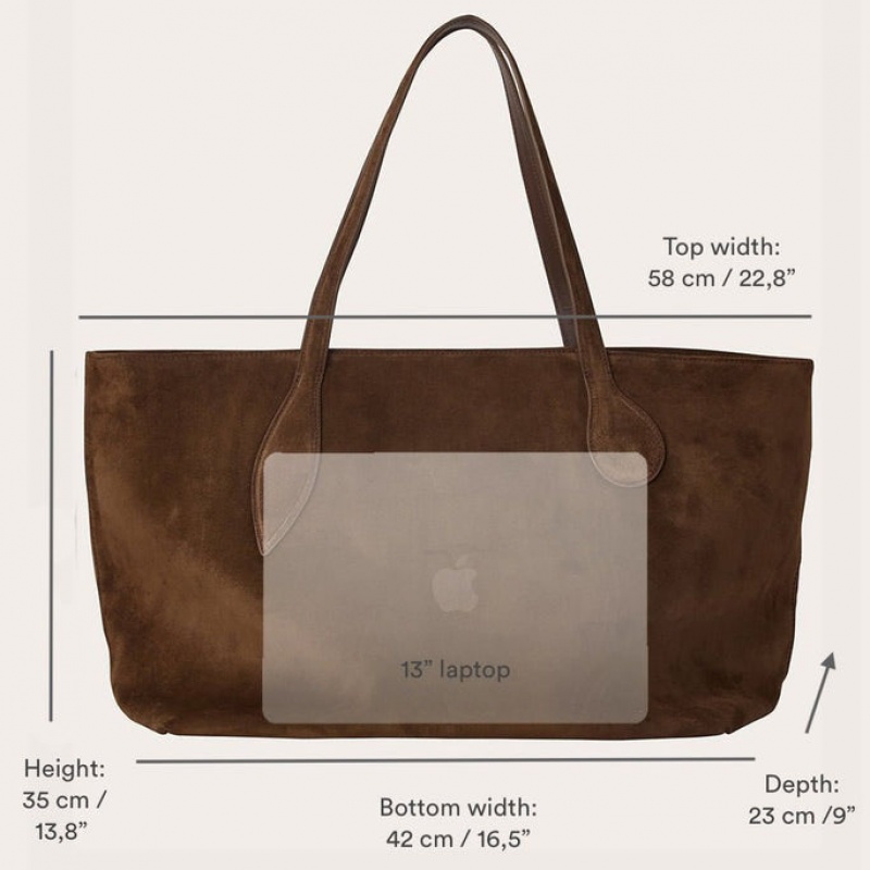 Brown Little Liffner Mega Sprout Suede Women's Tote Bag | YNABRU-426