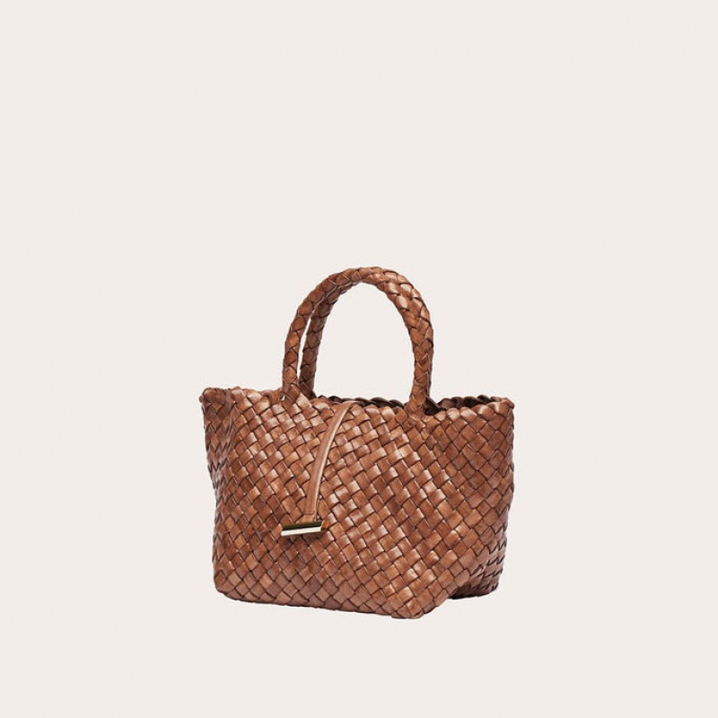 Brown Little Liffner Mini Leather Basket Women's Tote Bag | VQPEIT-025