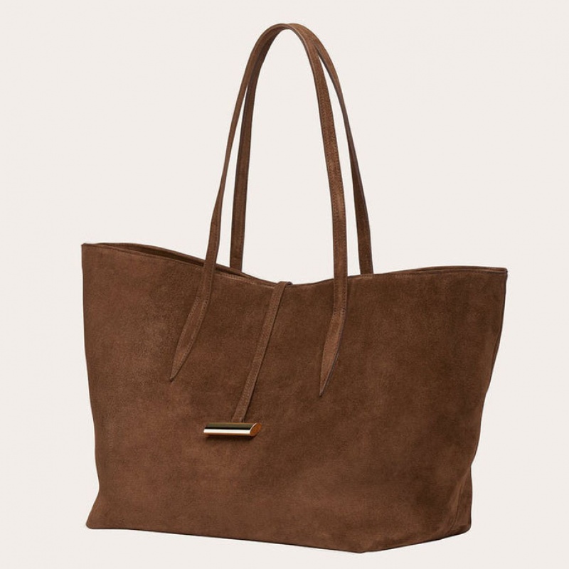 Brown Little Liffner Penne Suede Women's Tote Bag | BRXKMC-318