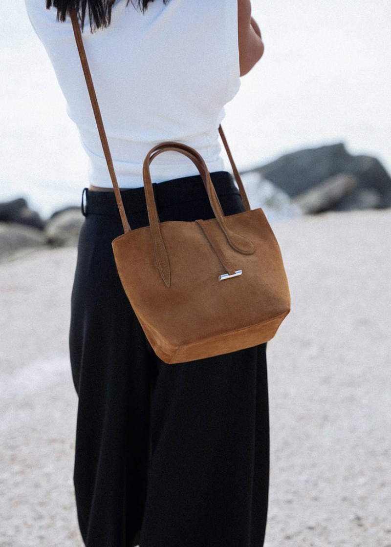 Brown Little Liffner Sprout Mini Suede Women's Tote Bag | YGKBJF-293