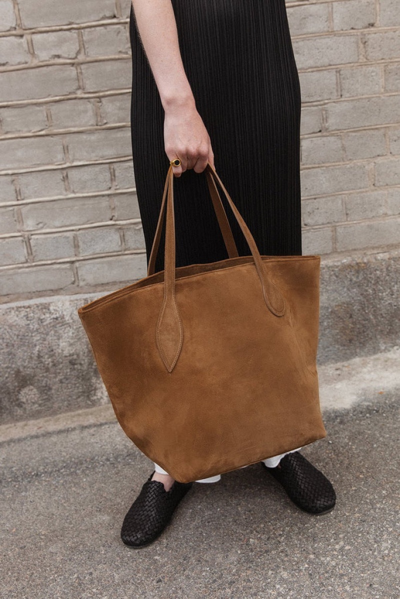 Brown Little Liffner Sprout Suede Women's Tote Bag | SJYGWL-152