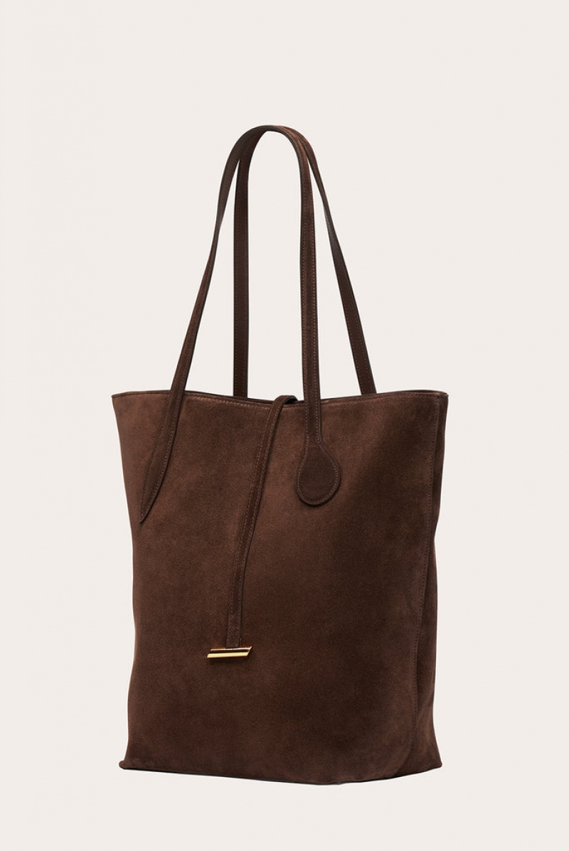 Dark Brown Little Liffner Tall Sprout Suede Women's Tote Bag | LBYAHJ-910