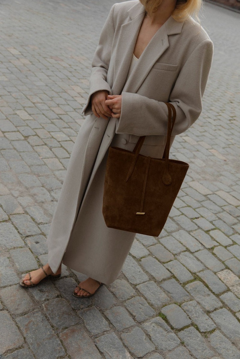 Dark Brown Little Liffner Tall Sprout Suede Women's Tote Bag | LBYAHJ-910