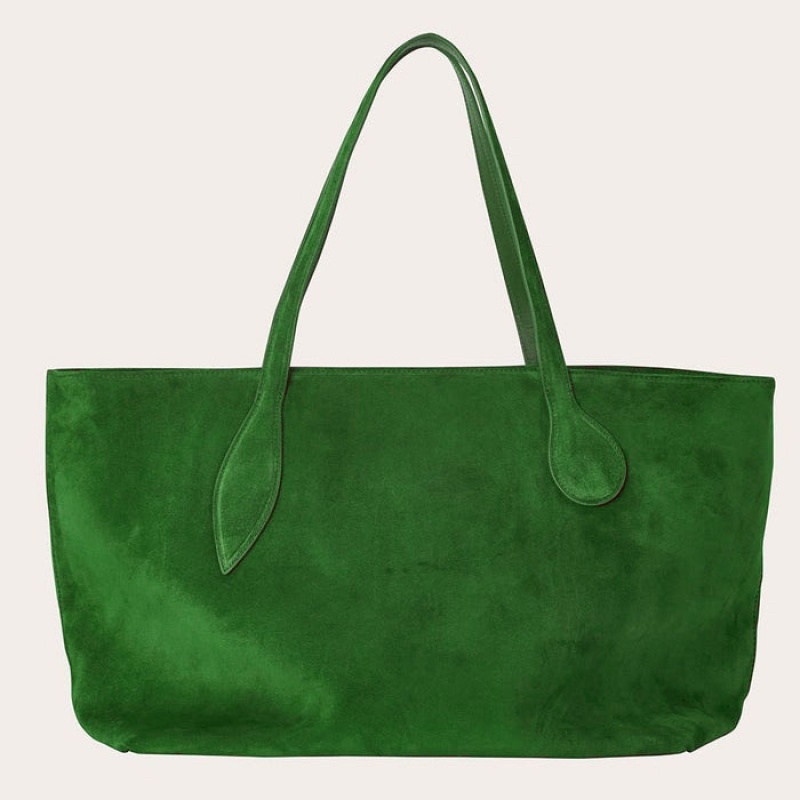 Green Little Liffner Mega Sprout Suede Women\'s Tote Bag | LHAICQ-487