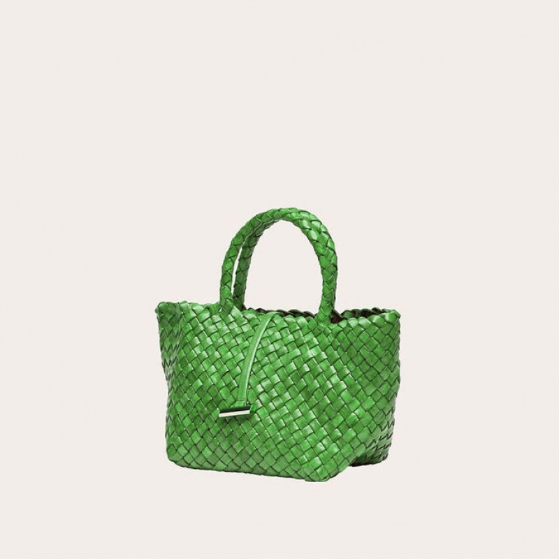 Green Little Liffner Mini Leather Basket Women's Tote Bag | XTKGYP-421