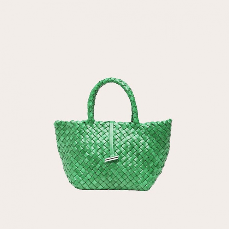 Green Little Liffner Mini Leather Basket Women\'s Tote Bag | SEPGIT-953